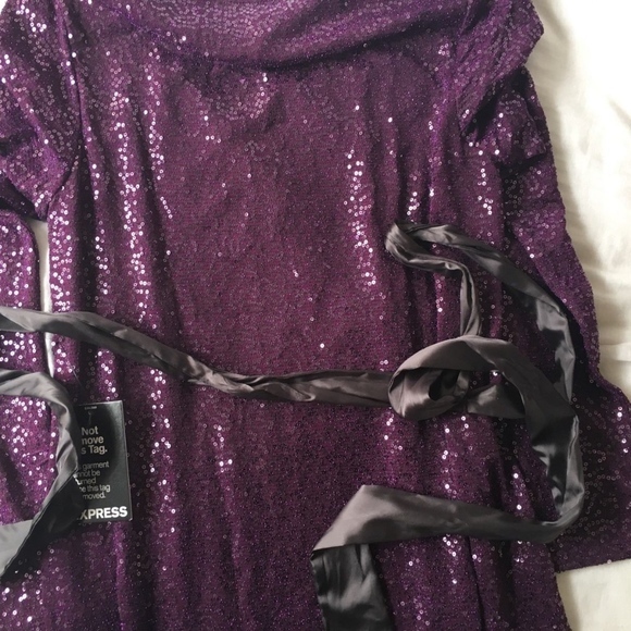 BRAND NEW NWT Express Purple Sequin Women's Dress - Picture 3 of 6